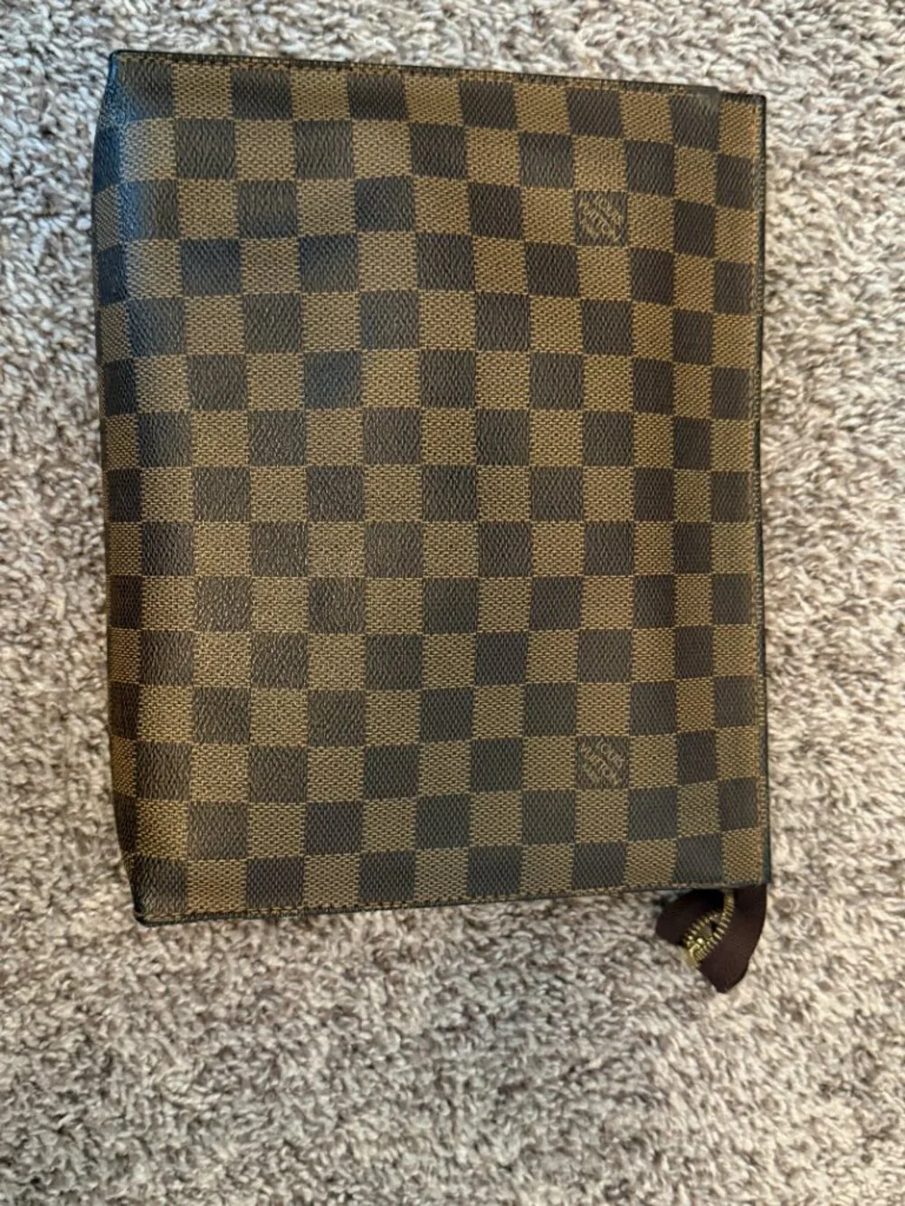 Louis Vuitton Damier Ebene Toiletry Pouch 26 - Red Lining & Brown Insert